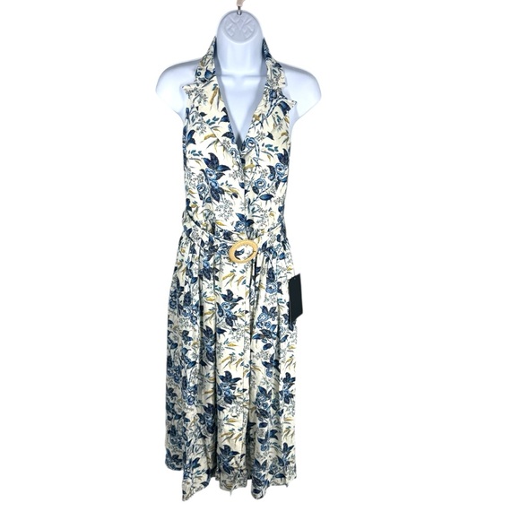 Tuckernuck Larkspur Chintz Lena Floral Midi Dress Size 8 NWT – Blue Cotton/Linen - Picture 3 of 11